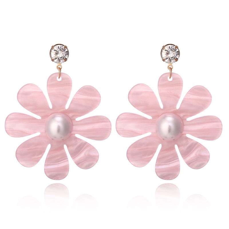 

Новые простые серьги-цветы из смолы с персонализированными милыми акриловыми серьгами-листами розовый