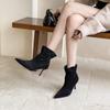 2025 Autumn and Winter New Suede Pointed European and American Thin Heel High Heel Temperament French Fashion Sexy Beautiful Women Short Boots