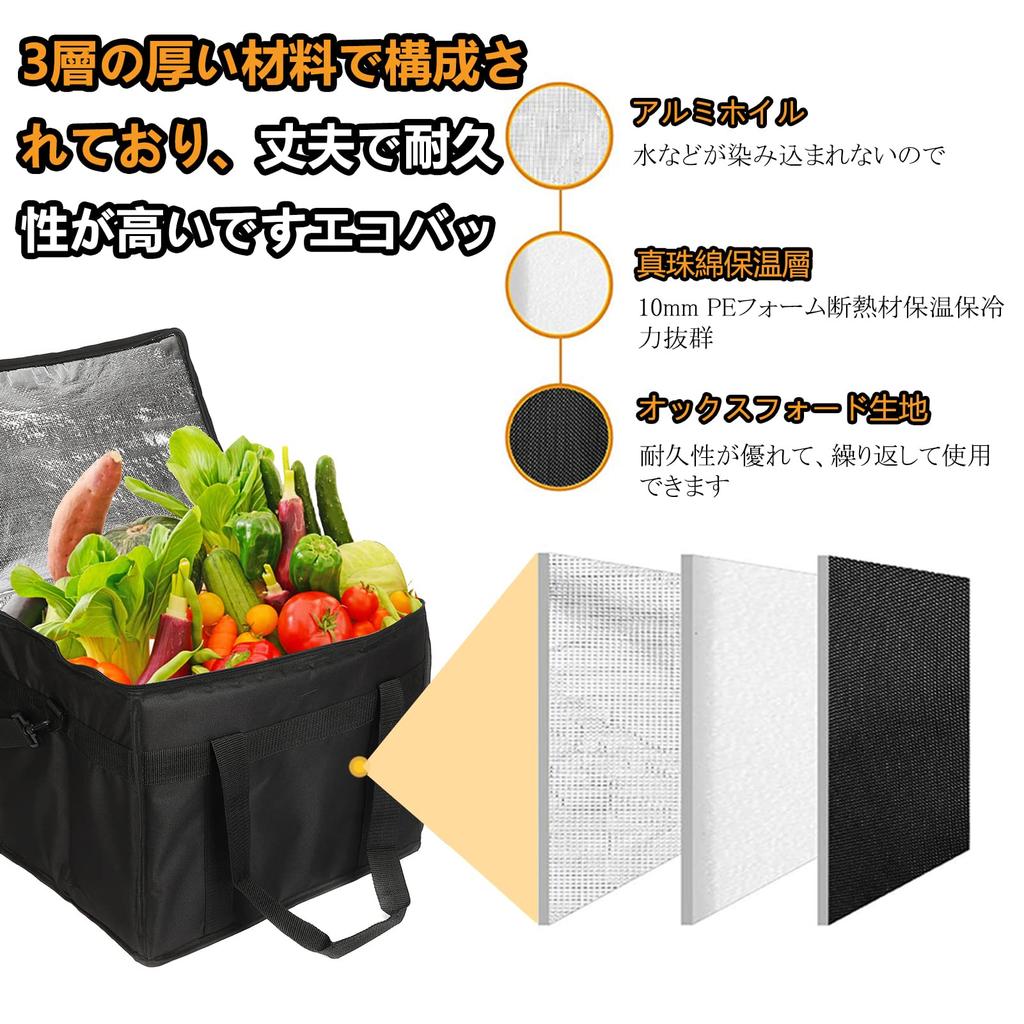 Yushang Insulated Delivery Lunch with 2 Dividers Bag, Eco-Friendly Bag, Lightweight, Waterproof, Commercial-Grade Durability, Foldable,