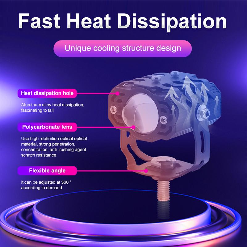 Motorcycle 8000LM Spotlight 6000K Yellow White Dual Color 80W Car Driving Light