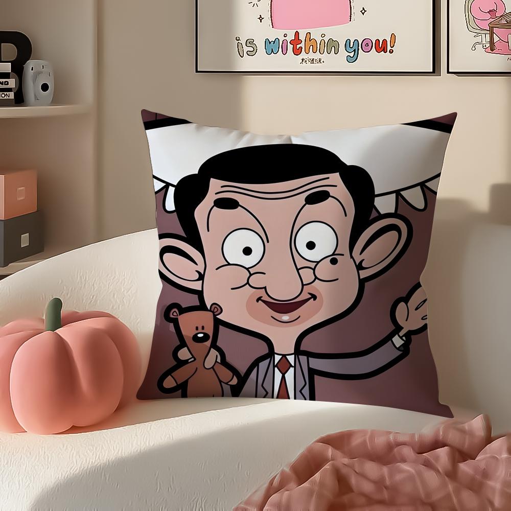 

Comedic Cartoon MMr Bean Cushion Cover Pillowcase Short Plush Invisible zipper Room Sofa Cushion Cover 30X30cm