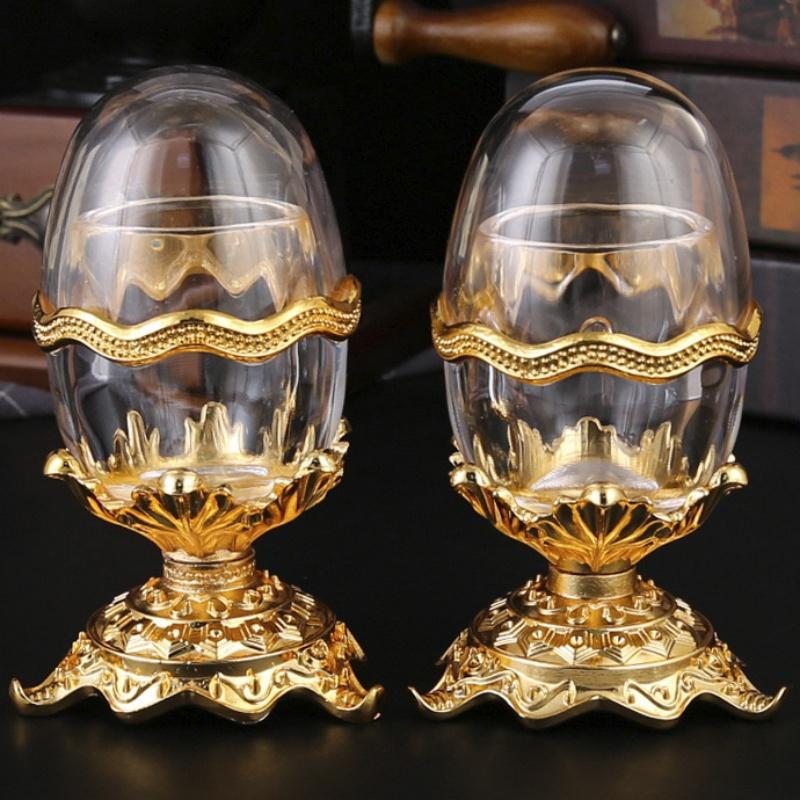 Automatic Push-type Toothpick Box Transparent Egg Shaped Alloy Toothpick Holder Dresser Organizer Decoration Friend Unique Gift