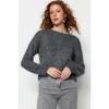 Ecru Wide Fit Weicher, strukturierter Basic-Strickpullover Twoaw23kz00185