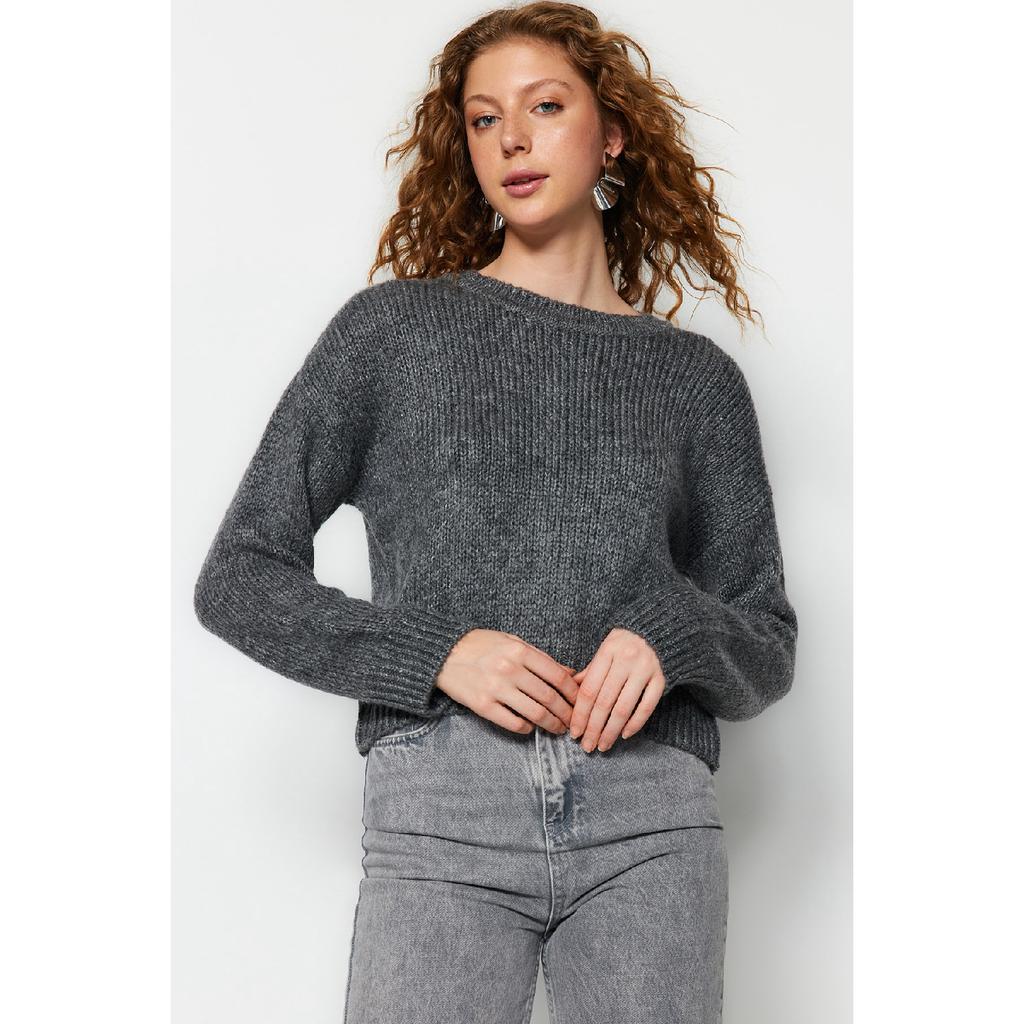 Ecru Wide Fit Weicher, strukturierter Basic-Strickpullover Twoaw23kz00185