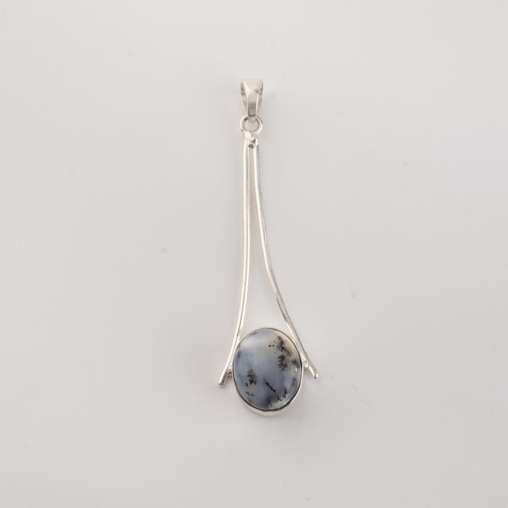 Dendritic Opal Gemstone 925 Sterling Silver Handmade Jewelry Designer Women's Pendant 1.79" PP-69-36