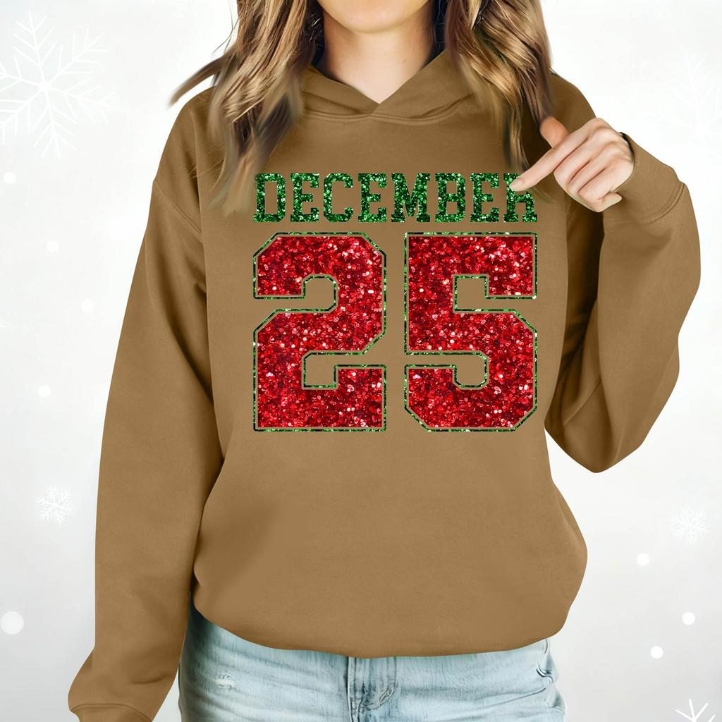 Ladies Fashion Casual Long Sleeve Printed Round Neck Hoodie Pullover Top