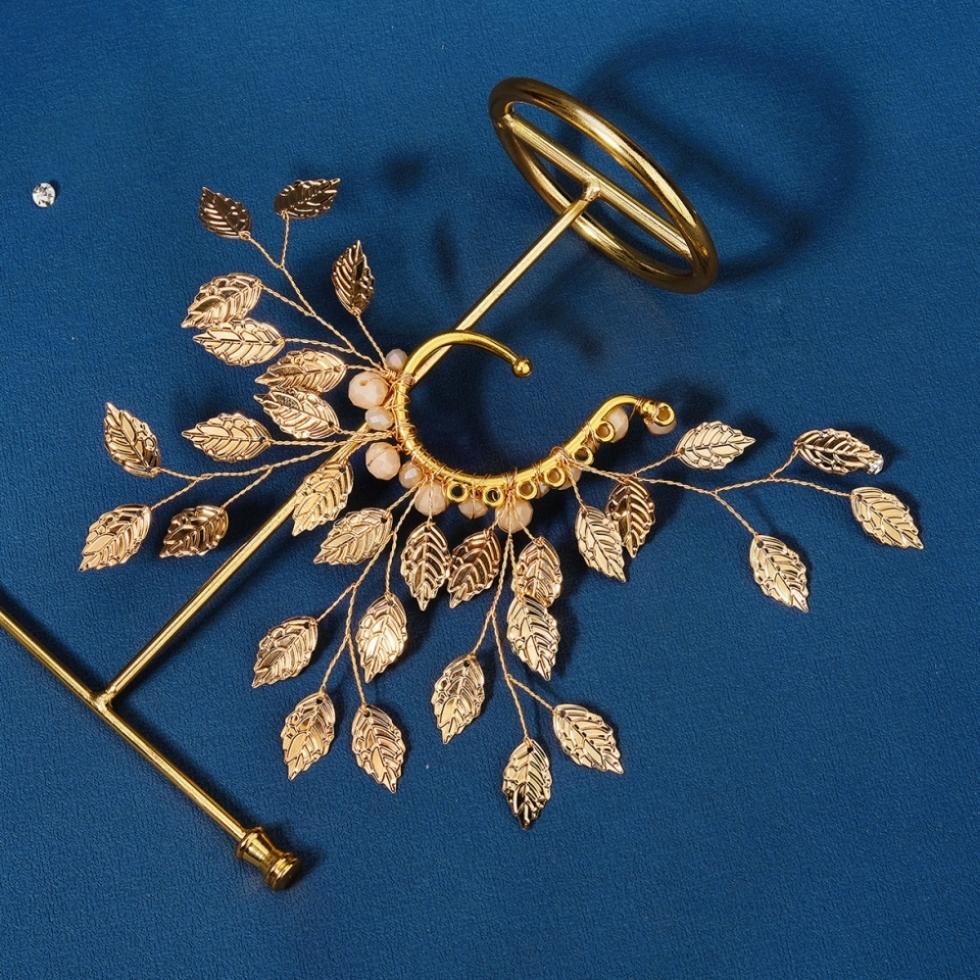 Vintage Leaf Ear Cuff Wedding Elf Maple Leaves Hollowed Crystal Fairy Earrings Clips for Women Boho No Piercing Earring Jewelry