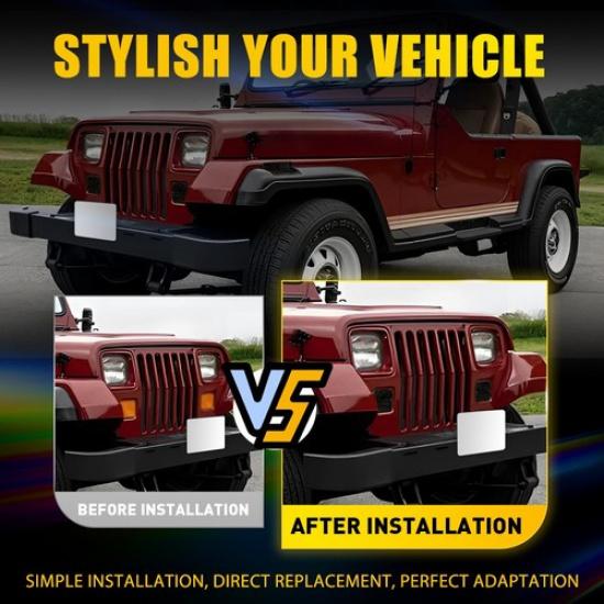 Smoked Square Front Side Bumper Marker Housings Light 87-95 For Jeep Wrangler YJ
