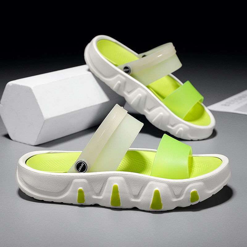 

Sandals men s trend 2025 new one man and one woman wearing beach shoes non-slip soft-soled cool slippers thick-soled slippers summer 45