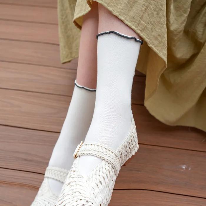 Contrast Frill Back Ribbon Socks_KSO260161