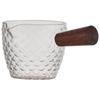 Glass Espresso Bean Measuring Cup with Double Spout, Wooden Handle, and Small Milk Jug