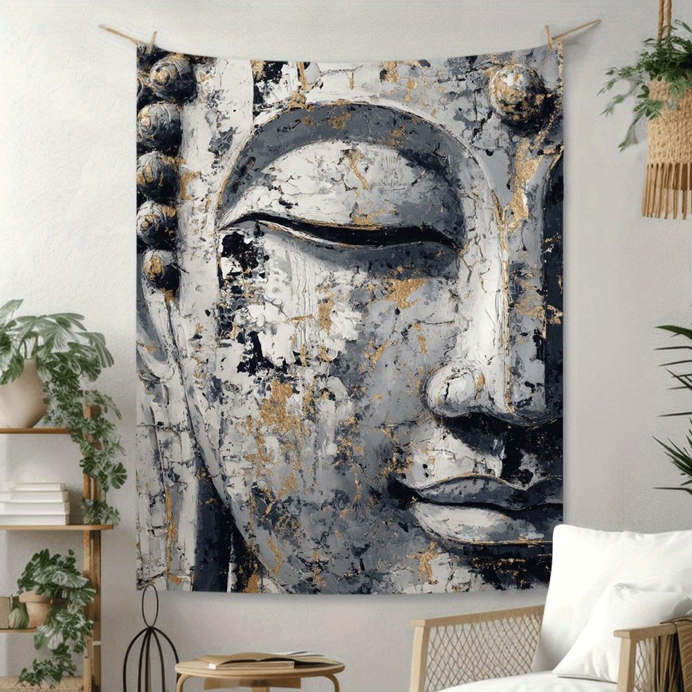 

Elegant Buddha statue Digital printing polyester wall tapestry suitable for use in living rooms bedrooms offices bars and party 74x94cm(29x37in)