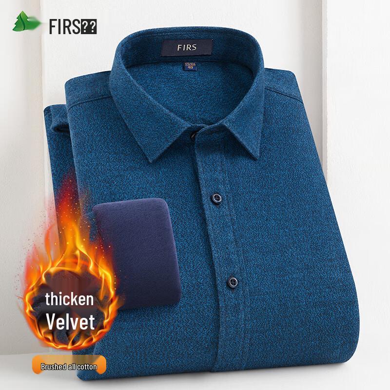 FIRS Men's Pure Cotton Fleece Lined Warm Shirt