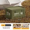 Extra Large Folding Outdoor Camping Storage Box with Wood Lid and Side Opening for Car Trunk 