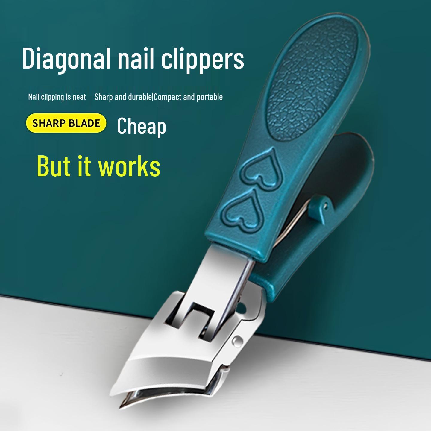 Large Anti-Splash Oblique Nail Clippers for Thick Toenails - Single Pack