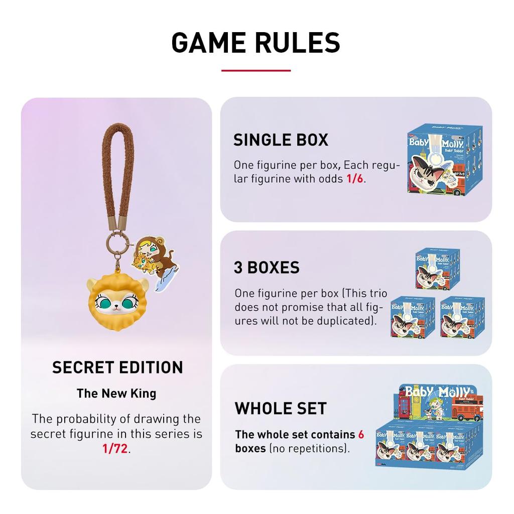POP MART Baby Molly Baby Tabby Series Squeeze Charms Box of Pop Mart Gachapon Blind Box Figures Plastic Model Premium Toys PVC Soft Vinyl Original