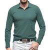 Men's Solid Color Button Lapel Long Sleeve Top Men's Casual Fashion Long Sleeve Top