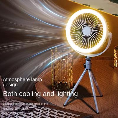 Outdoor Camping Fan Rechargeable Desktop Portable Circulator Wireless Ceiling Electric Fan Light Mini Standing LED Fan Lamp