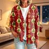 Women's Fashion Casual Button Front Christmas Print Coat