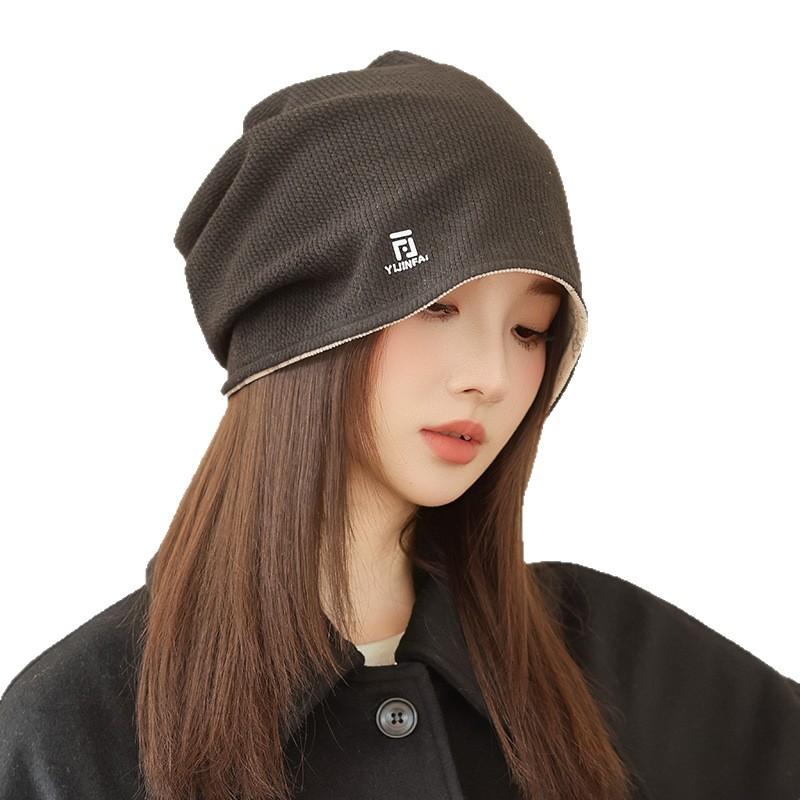 Double sided Warm Knitted Wool Hat Autumn and Winter New Hat for Women's Windproof Bag Head Hat Korean Casual Pile Hat