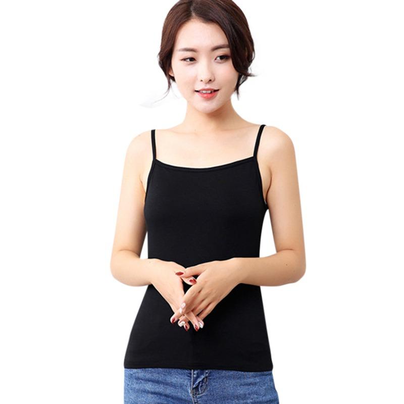 Spring Summer Fashion Korean Style Casual Retro Sexy All-Match Inner Wear Solid Color Outer Wear Bottoming Camisole Vest