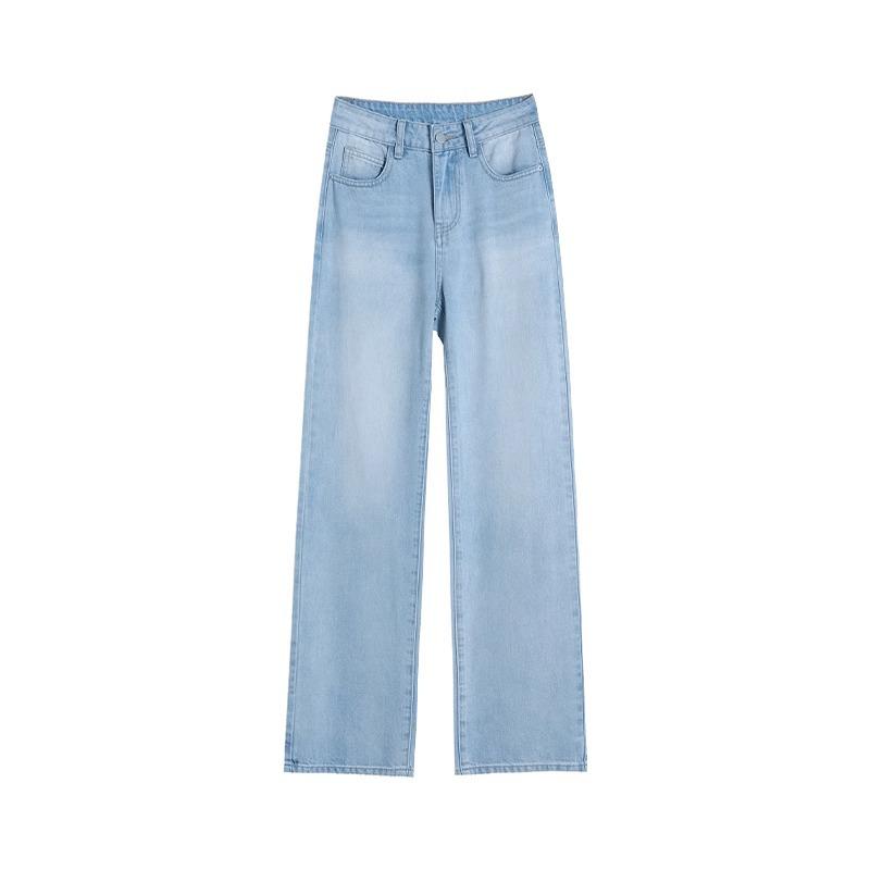 Women's High-Waisted Straight-Leg Jeans - 2025 Hot Style, Ice Silk & Lyocell Fabric, Wide-Leg, Summer Thin