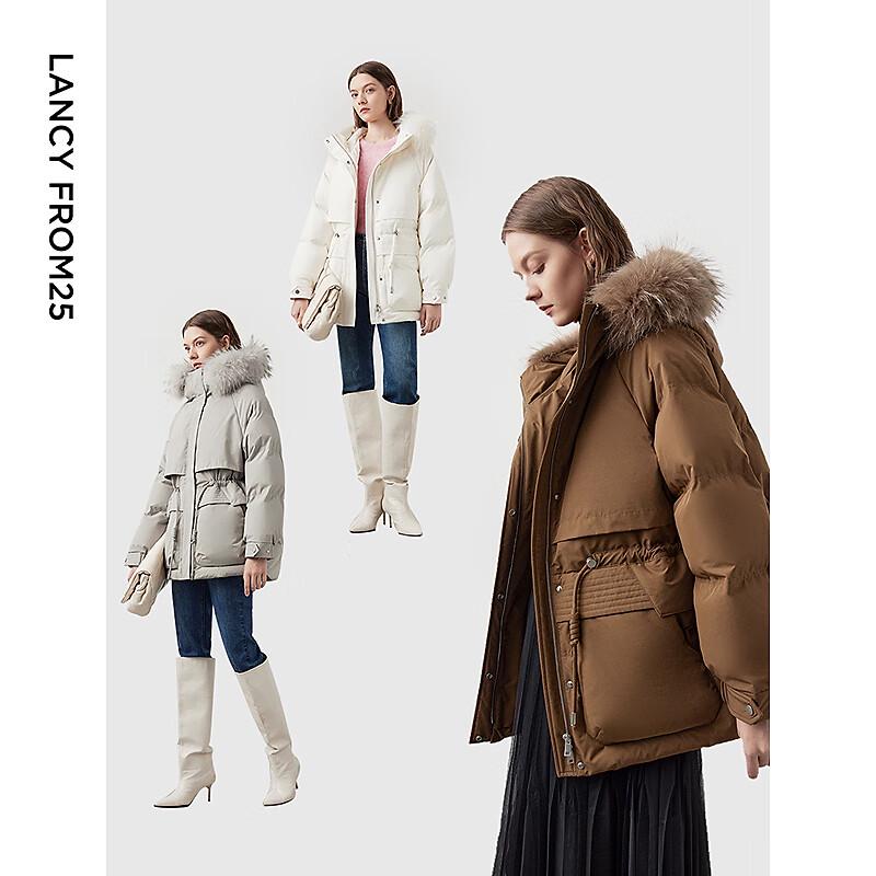LANCY HERDBAGGI Women's Cinch Waist Goose Down Parka Jacket