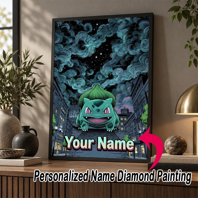 Personalized Bulbasaur Diamond Art Custom Name 5D Diamond Painting Full Drill DIY Craft