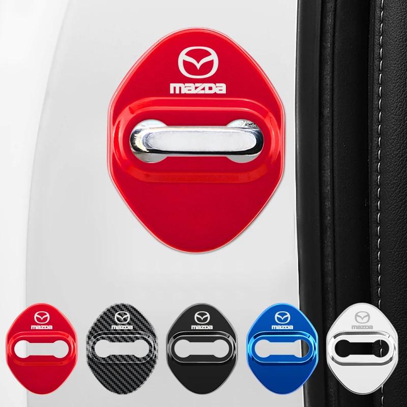 4PCS Stainless Steel Door Lock Protector for Mazda CX-5 CX-30 6 3 2 N Axela CX-4 CX-9 323 626 MS Automotive Supplies