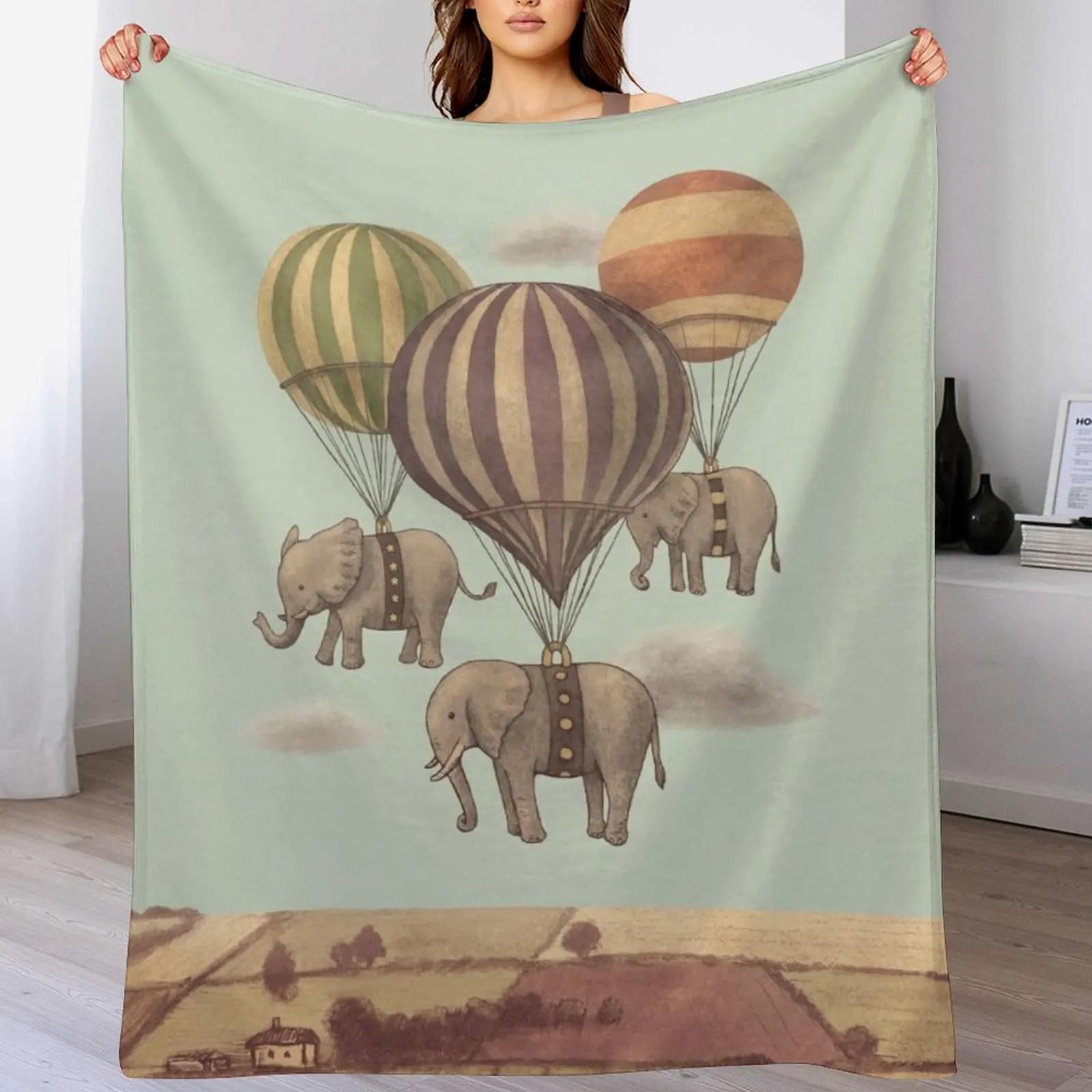 Flight of the Elephants mint option Throw Blanket Warm Cozy Throw Blanket for Living Room Couch 102x76cm(40x30in)