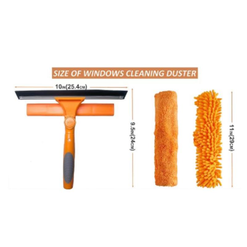 Extendable Window Cleaner Tools Set 2 In 1 Double Sided Window Cleaner Duster Tool 180° Rotatable Long Handle Window Mop