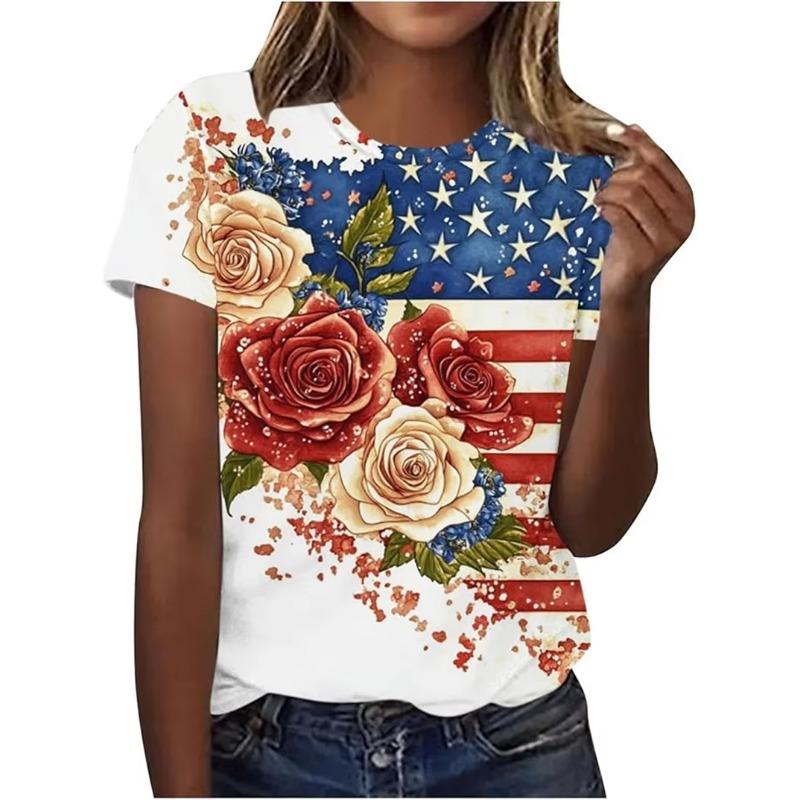 Women T Shirt 3D Printed Top Blouse United States 250th Print T Shirt Short Shirts Summer Tops Tees