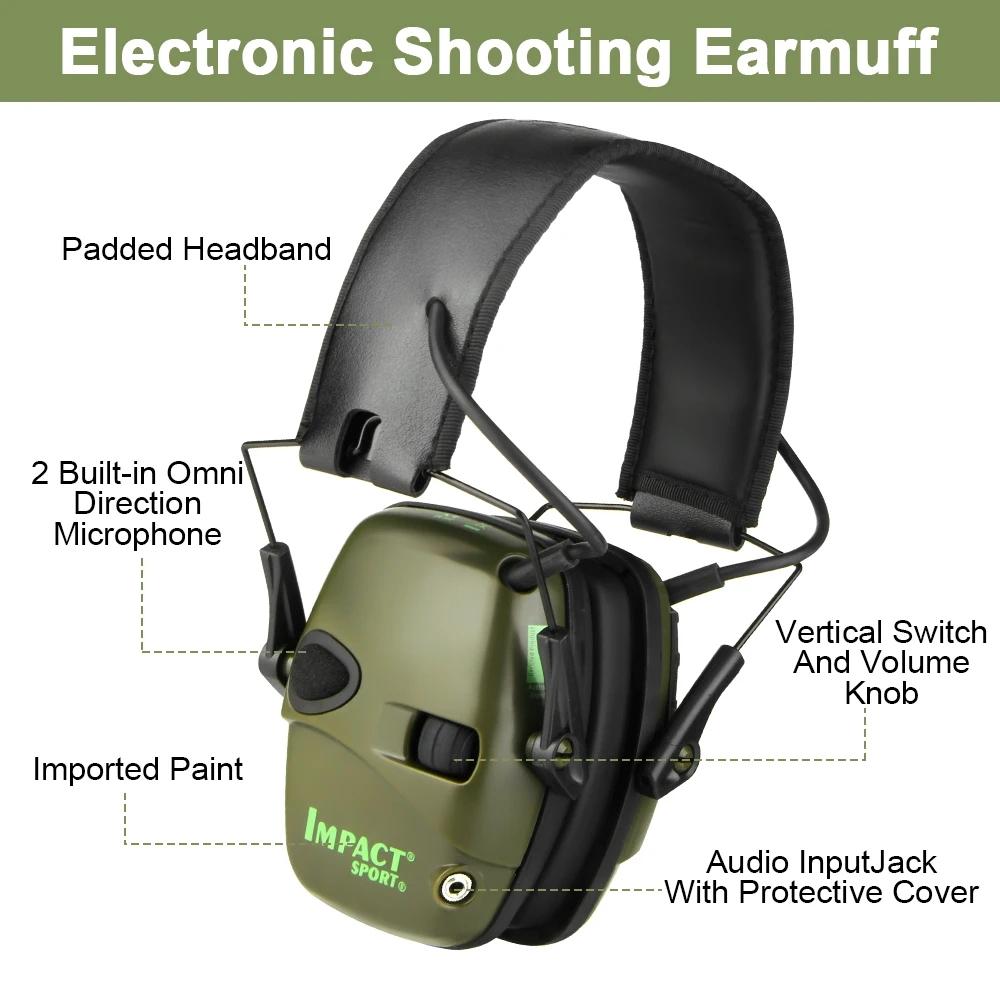 Paraorecchie Elettronico Tattico Originale per Tiro all'Aperto Cuffie Anti-rumore per Sport all'Aperto Amplificazione Suono d'Impatto Udito