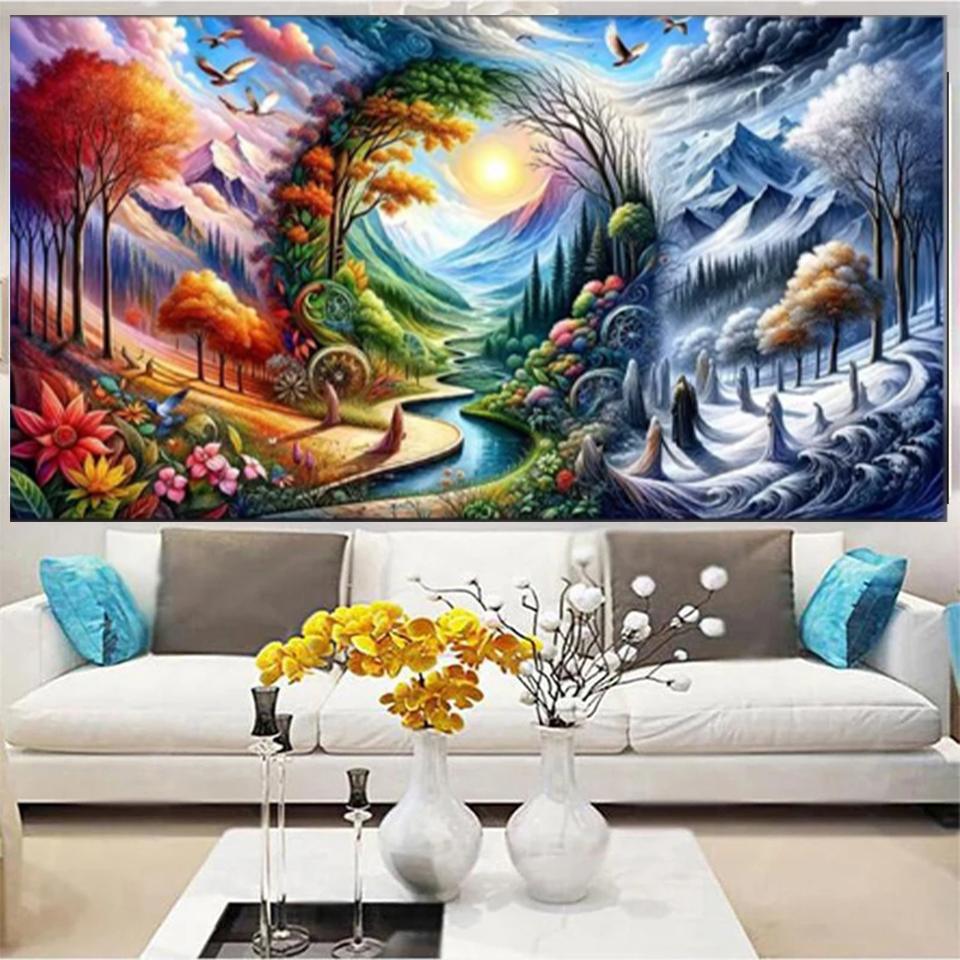 Wonderland Beautiful Landscape Diamond Painting Large New Full Square Diamond Mosaic Colorful Scenery Embroidery Home Decor