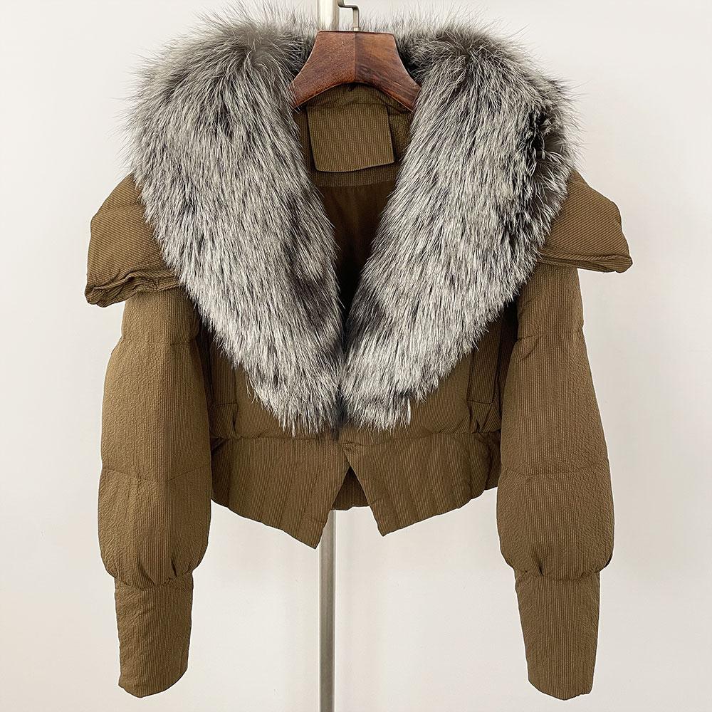 OFTBUY Down Jacket Women 2024 New Winter Natural Real Raccoon Fox Fur Collar Short White Duck Down Coat Thick Warm Casual Outerwear