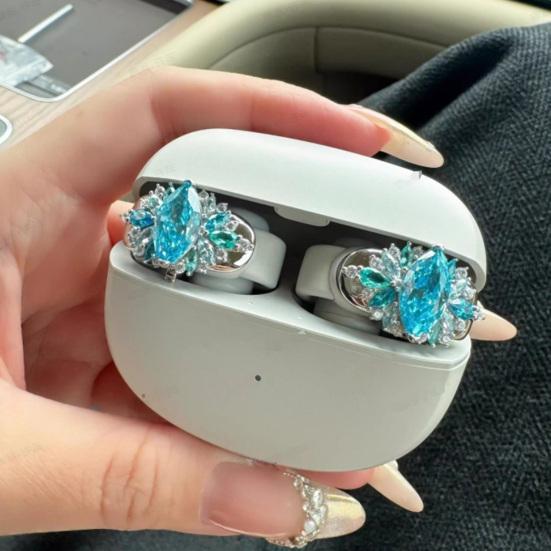 1Pc Clip-on Earbud Sparkling Rhinestone Decor Easy Installation Snap-On Design DIY Headphone Decorative Clamp