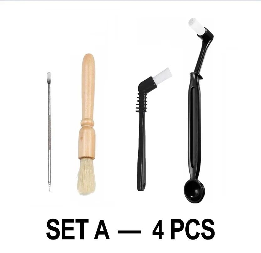 4/14 pcs Coffee Brush Set Espresso Brush Kit Include Wooden Coffee Grinder Machine Cleaning Brush and Nylon Espresso Brush