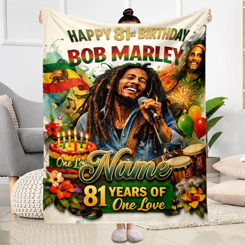 Happy Birthday Bob Marley Customize Text Blanket Cozy Personalized Blanket Durable Comfort Perfect For Chair Living Room Nap Sofa For All Occasions