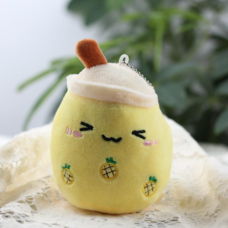 Entzückender Plüsch Apfel Frucht Milchtee Tasse Schlüsselanhänger Weiches Kurzplüsch Spielzeug Geschenk