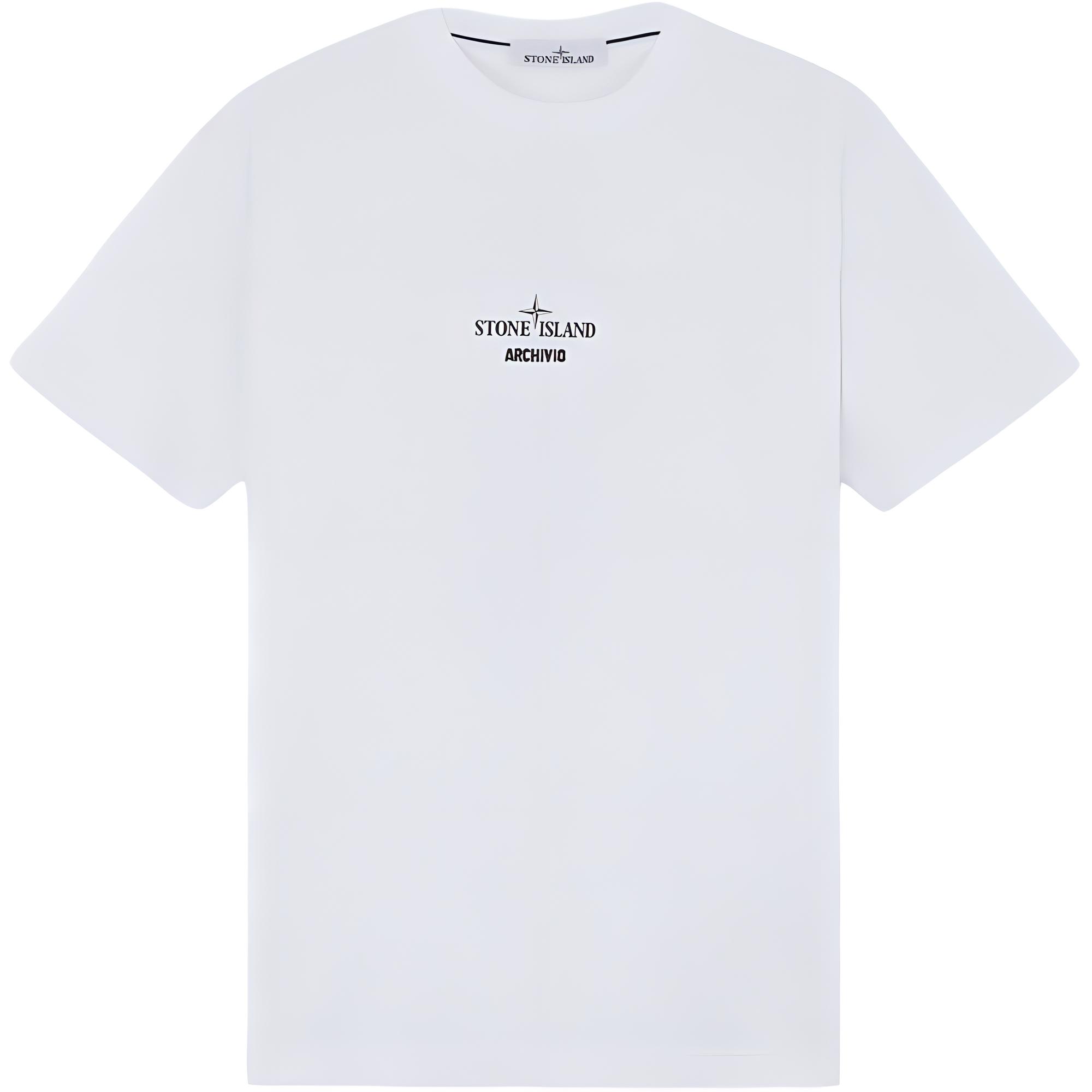 Stone Island Letter Logo Ronde Hals Korte Mouw T-shirt Heren Tops Wit 81152NS91-V0001 L