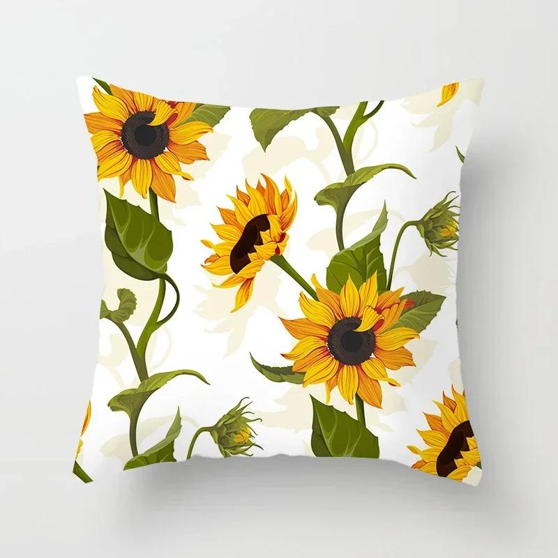 Kissenbezug mit Sonnenblumen-Druck Sofa Heim Dekoratives Kissen s Druckbezug Prachtvolle Blume Pflanze