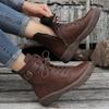 Stivali Britannici a Manica Corta Larghi per Donna con Cinturino Allacciato Stivali in Pelle Retro Larghi Stivali da Donna