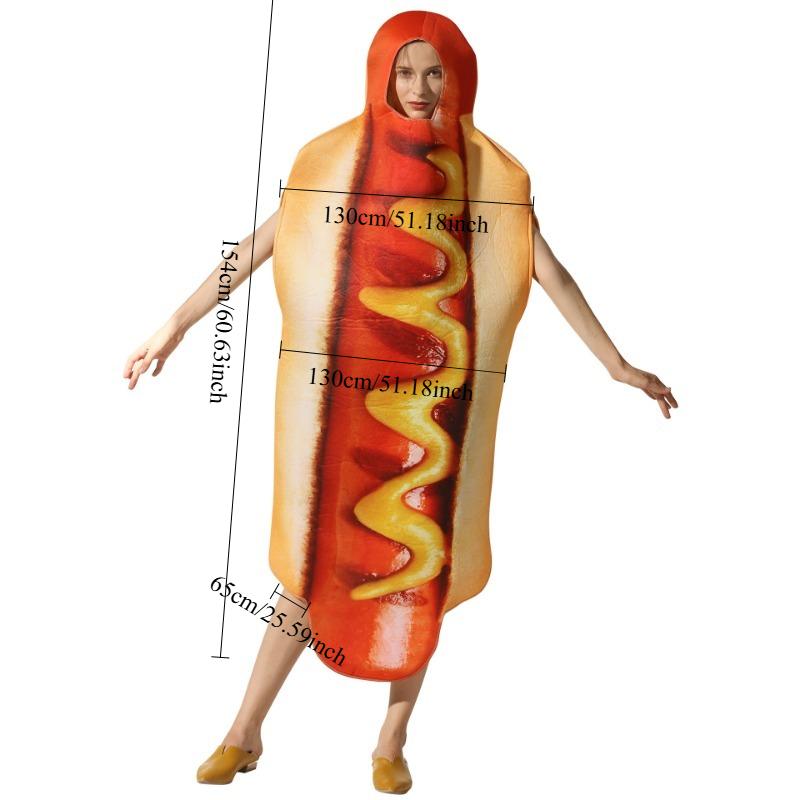 1pcs/set Halloween Hot Dog Costume Polyester Full Body Jumpsuit for Cosplay and Stage Performance Playing Clothing