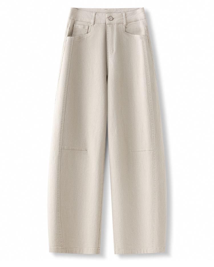 Women's High Waist Retro Curved Blade Jeans - Slimming Straight Fit for Spring & Autumn 2026