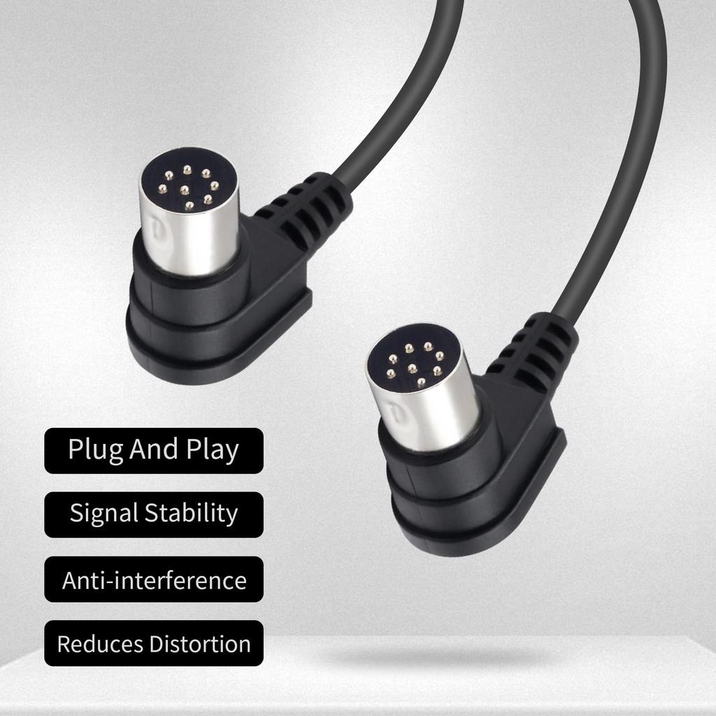 Poyiccot DIN Connector Right Angle DIN Male to Male Speaker MIDI Cable DIN Connector DIN Compatible with System 8-Pin Cable, 8-Pin Cable, 8-Pin