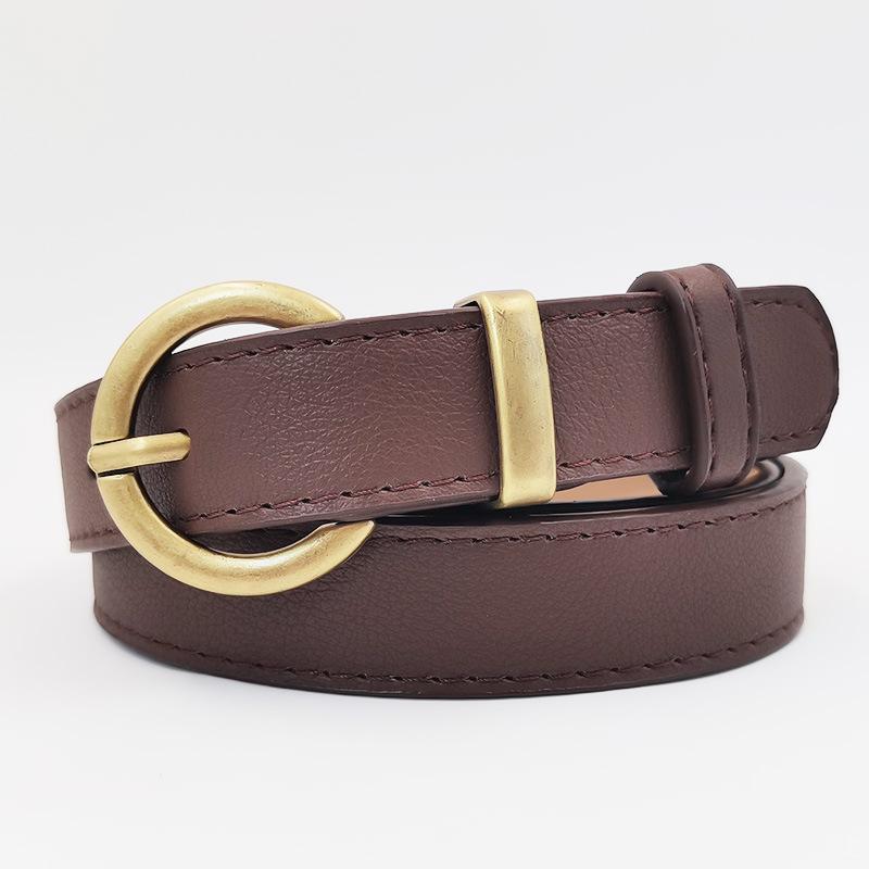 Small Two-piece Pin Buckle Imitation Leather Belt for Women's Dress Decorative PU Belt