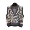 New Women's Sweater Vest Autumn Sleeveless Knitted Women's Sweater Winter Zebra Pattern Korean Edition
