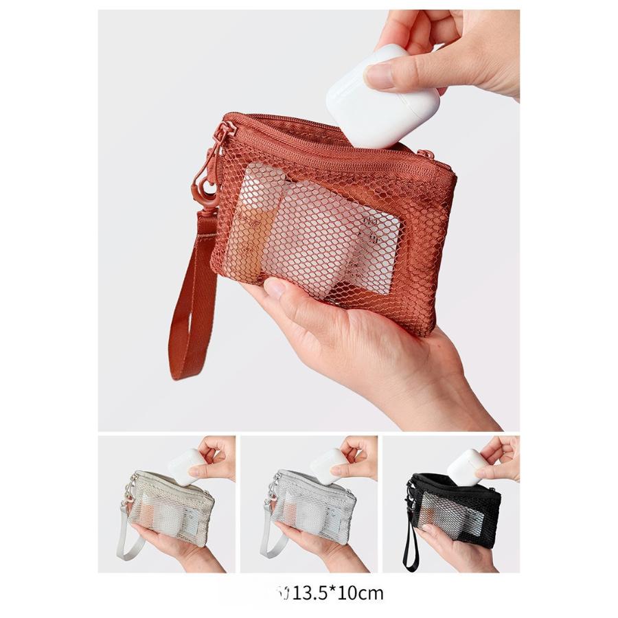 Mesh Double Zipper Travel Toiletry Bag, Portable Breathable Cosmetic Organizer, Compact Toiletry Pouch for Men Women