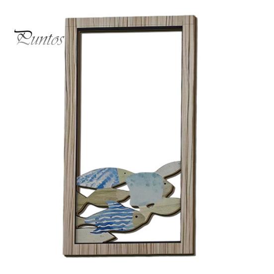 Three Dimensional Fish Relief Decorative Sign, Wooden Hollow Ocean Themed Wall Art, with Adhesive Rustic Plaques Tape No Drill for Living Room Bedroom