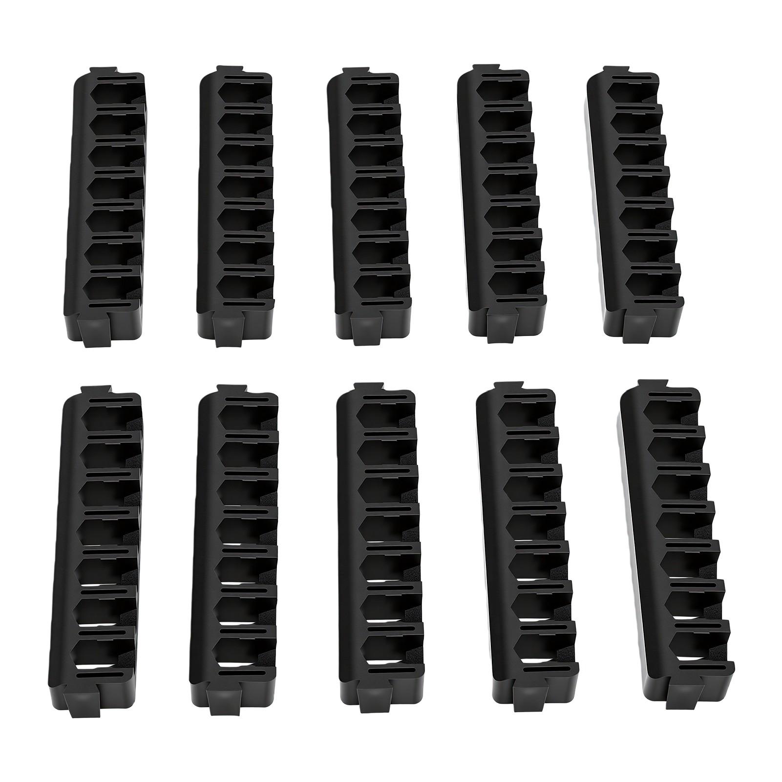 10PCS Bande Support pour Forets à 7 Trous Support Fixe pour Embouts de Vissage et Forets 75x16.7mm Wide Black